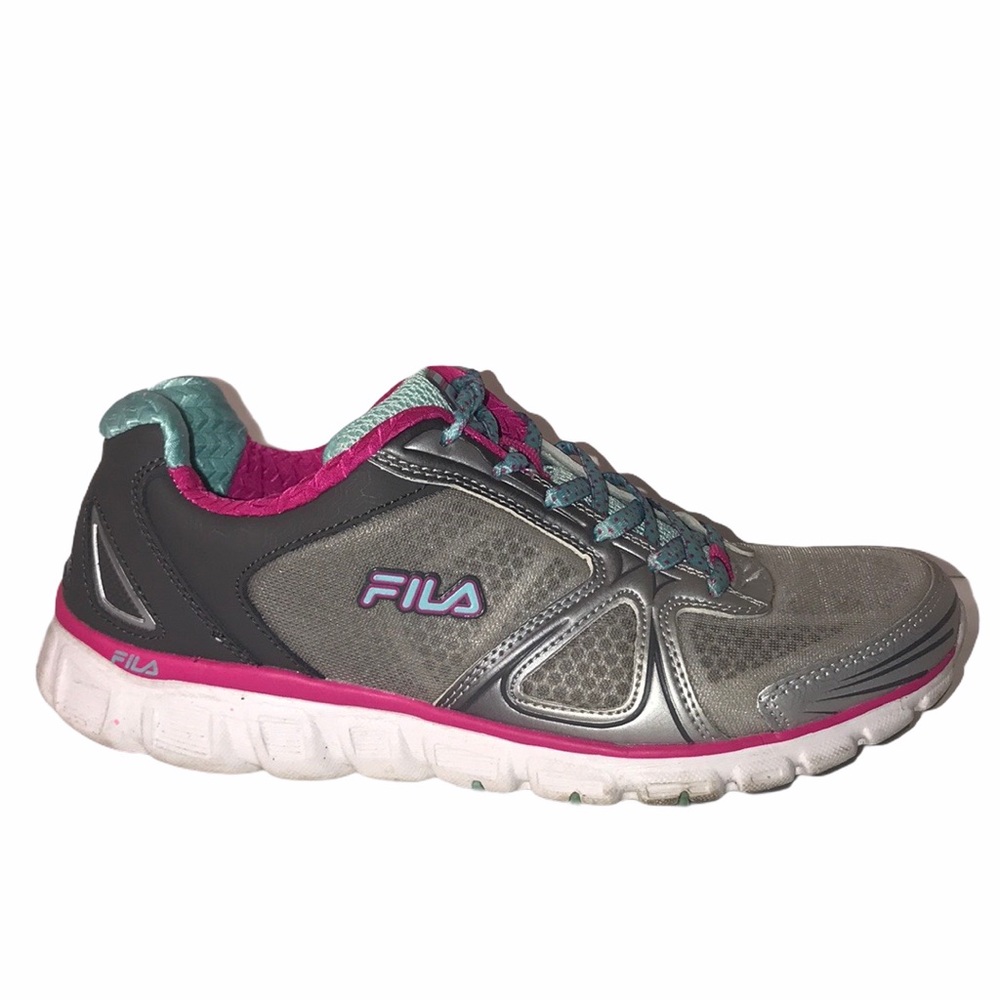 Fila Women Gray Memory Foam Running Gym Shoes 8.5